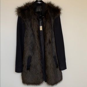 Rachel Zoe Faux Fur Trimmed Coat
